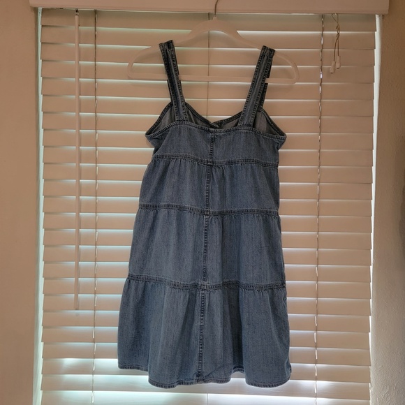 Levis Joni Denim Jean Dress Women’s Small Blue Sleeveless Tiered Button Front - Picture 3 of 8